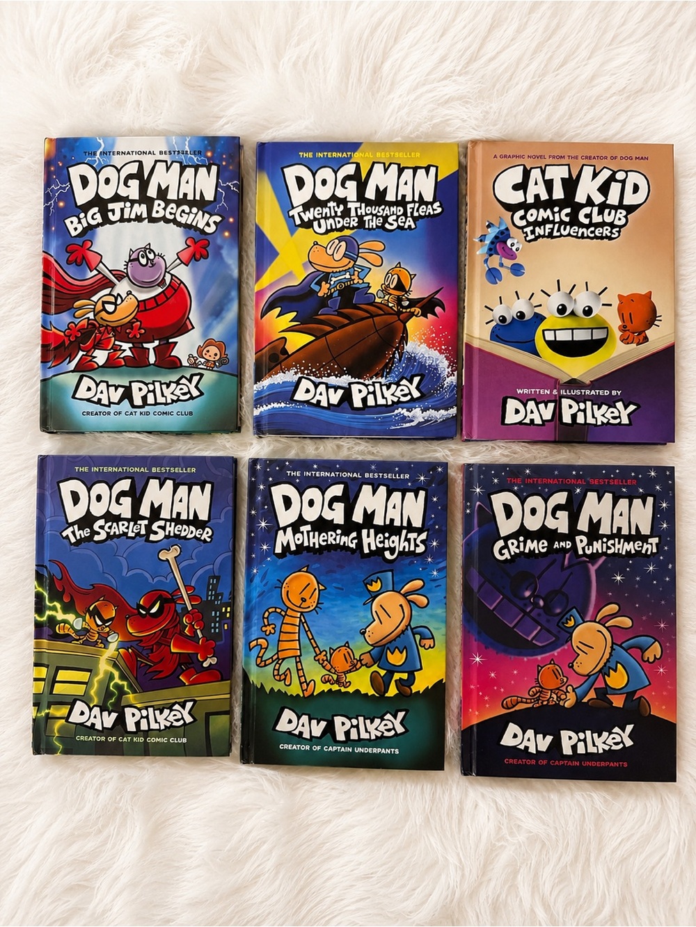 Dog Man & Cat Kid Comic Club Hardcover Book Lot Bundle of 6 Dav Pilkey